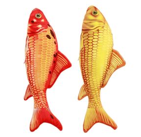 2 Pcs Simulation Carp Fish Plush Toy 30cm for Cats Toy or Sofa Decor, Red Gold Carp