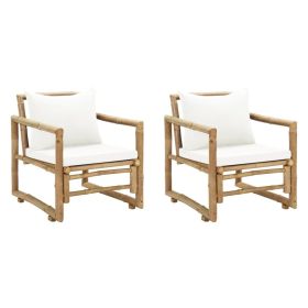 Patio Chairs 2 pcs with Cushions and Pillows Bamboo